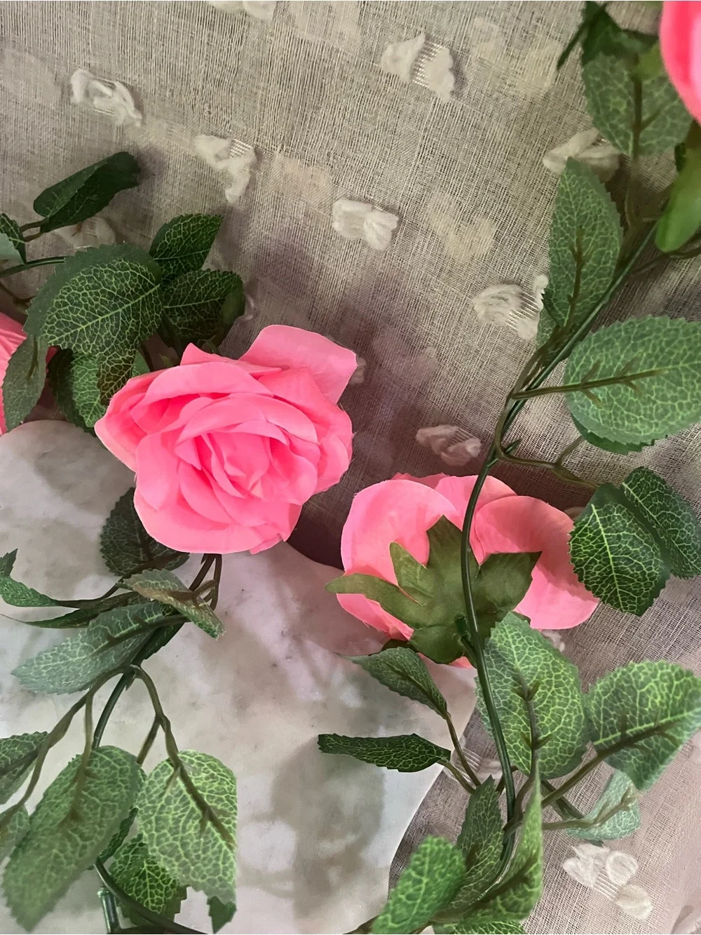 Vibrant Pink Artificial Rose Flowers Garland Vine